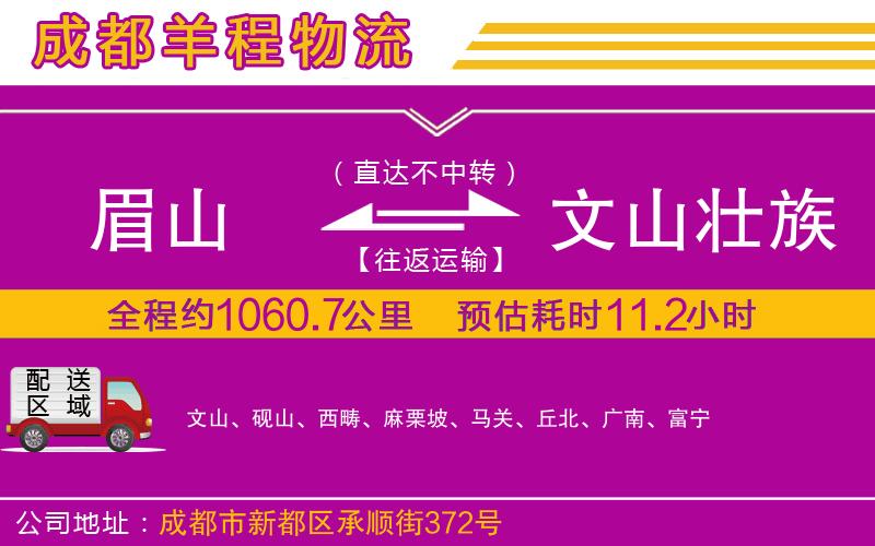 眉山到文山壯族苗族自治州物流公司