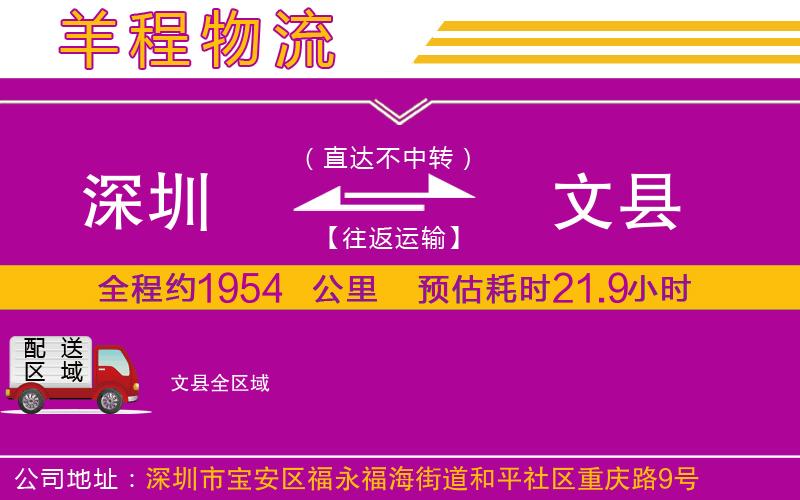 深圳到文縣貨運公司