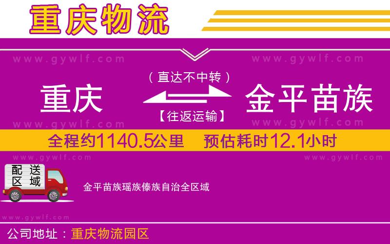 重慶到金平苗族瑤族傣族自治物流公司