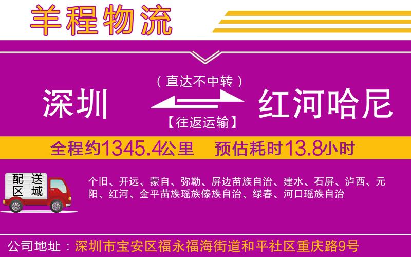 深圳到紅河哈尼族彝族自治州物流專線