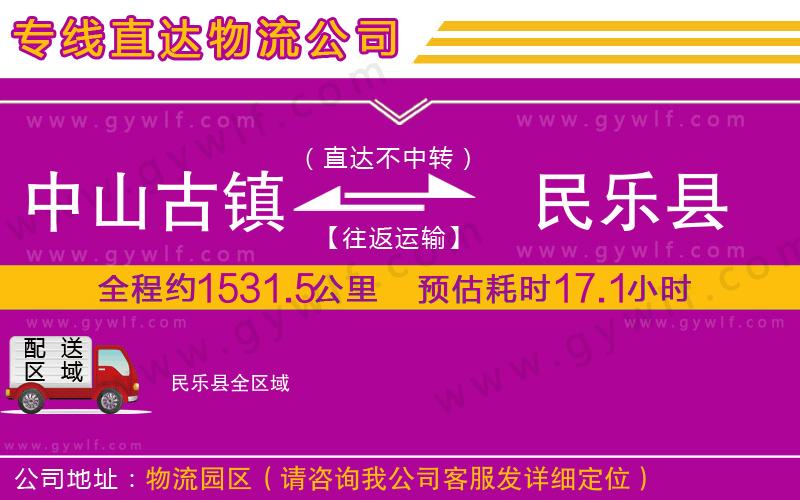 中山古鎮到民樂縣物流公司