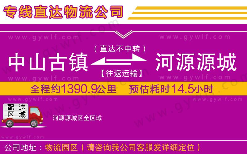 中山古鎮到河源源城區物流公司