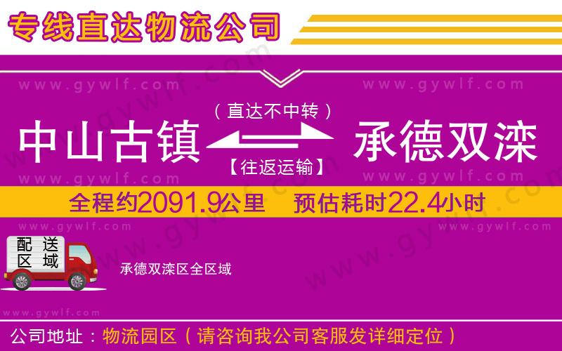 中山古鎮到承德雙灤區物流公司