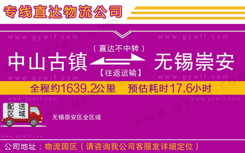 中山古鎮到無錫崇安區物流公司