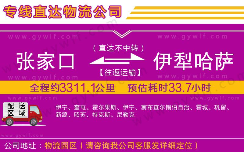 張家口到伊犁哈薩克自治州物流公司