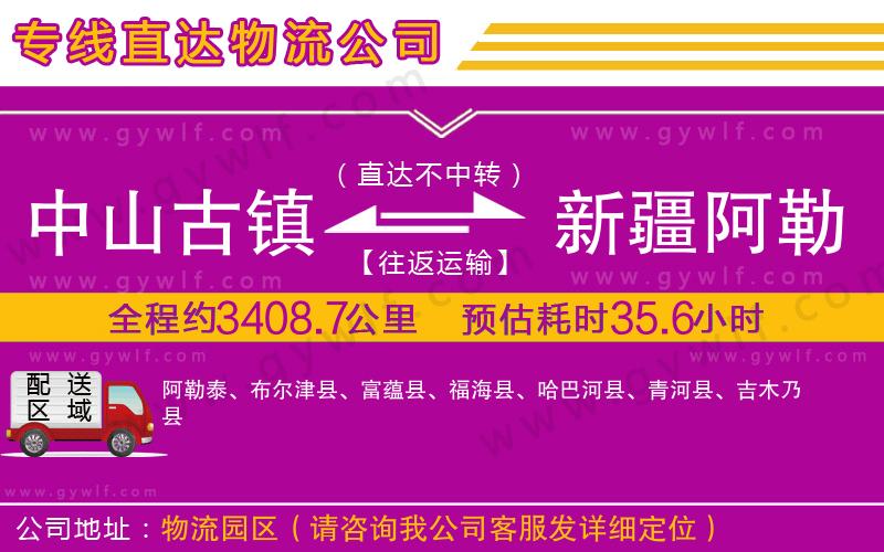 中山古鎮到新疆阿勒泰地區物流公司