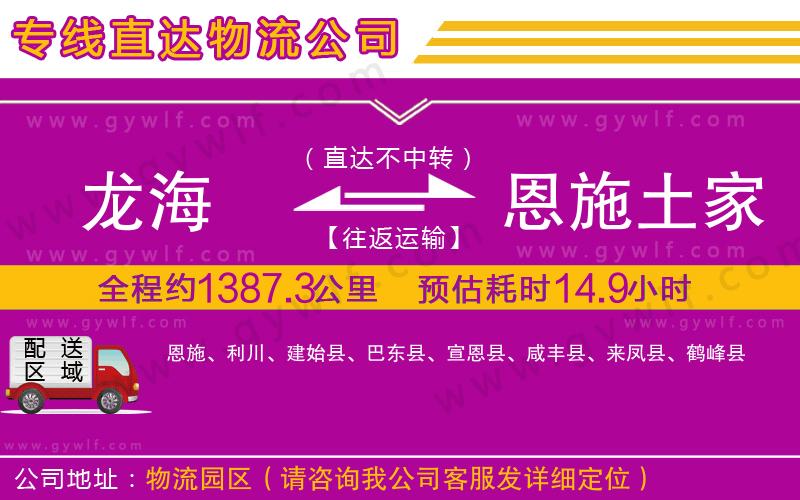 龍海到恩施土家族苗族自治州物流公司