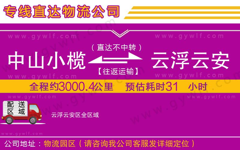 中山小欖到云浮云安區物流公司