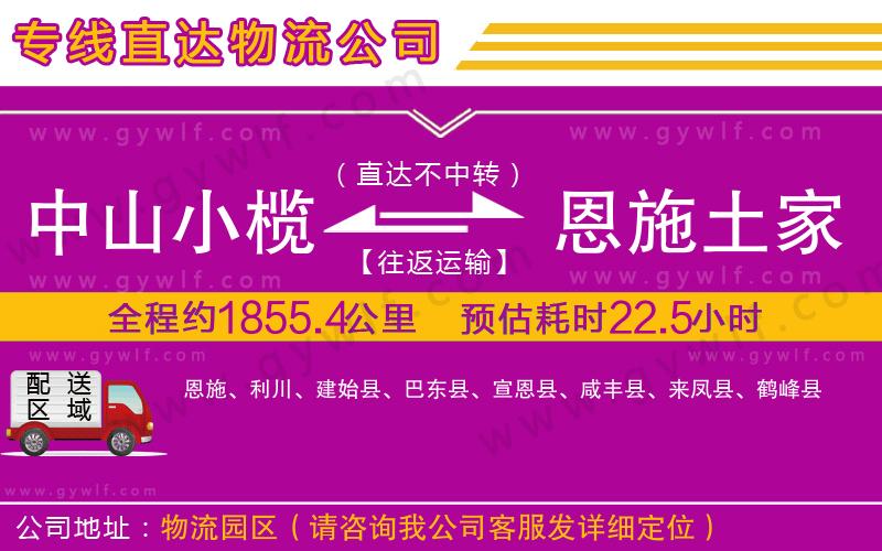 中山小欖到恩施土家族苗族自治州物流公司