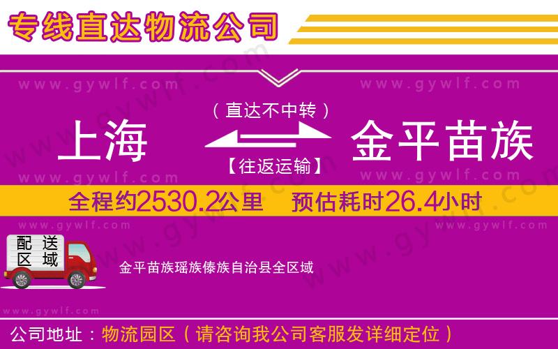 上海到金平苗族瑤族傣族自治縣貨運專線