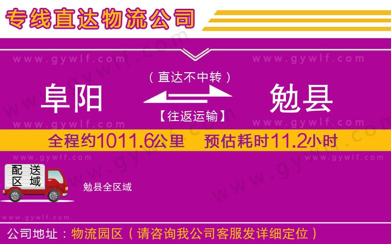 阜陽到勉縣物流公司