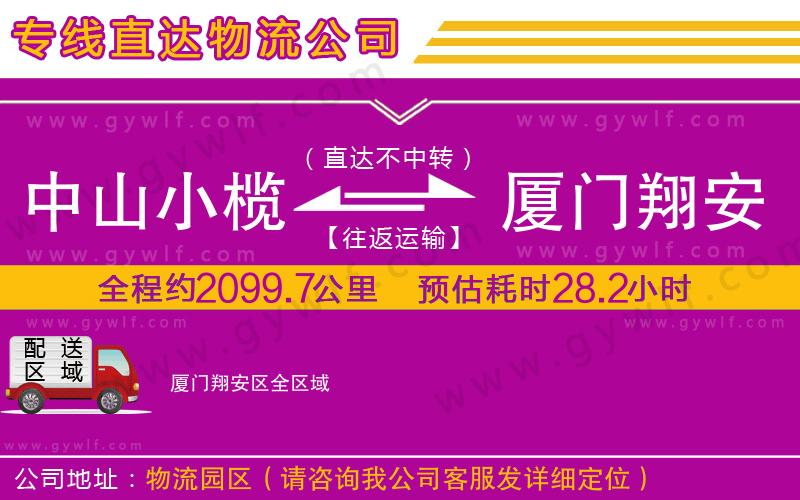 中山小欖到廈門翔安區物流公司