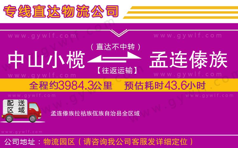 中山小欖到孟連傣族拉祜族佤族自治縣物流公司