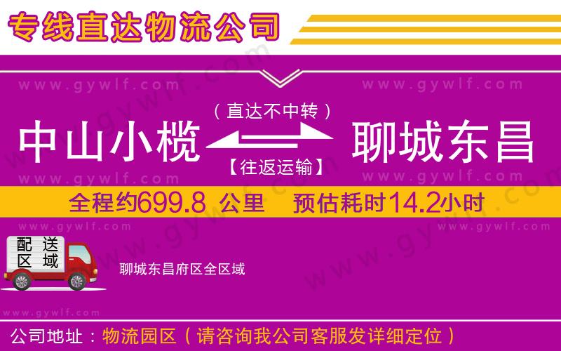 中山小欖到聊城東昌府區物流公司