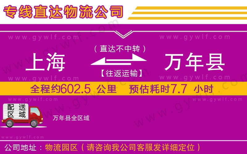 上海到萬年縣貨運專線